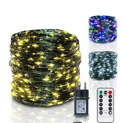 10-200M LED String Lights Fairy Green Wire Outdoor Christmas Light Tree Garland For New Year Street Home Party Wedding D