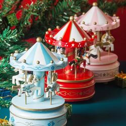 Christmas Decor Ornaments: Carousel Octave Music Box, Birthday Gifts for Kids, New Year Home Decor