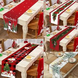 Christmas Table Runner Home Xmas Party Decor 2023 Navidad Notal Noel Ornament Happy New Year 2024