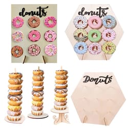 wooden doughnut stand for parties - kids birthday, wedding, baby shower | donut wall display holder & table decoration s
