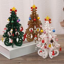 2023 Handmade DIY Wooden Christmas Tree Scene Decorations Ornaments