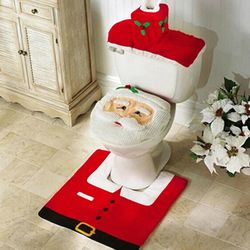 New Cute Christmas Toilet Seat Covers: Santa Claus Bathroom Mat Xmas Supplies for Home 2024
