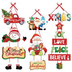 2023 Christmas Door Hanger & New Year Party Pendants: Santa Claus, Snowman, Elk Paper Banner - Merry Christmas Home Deco