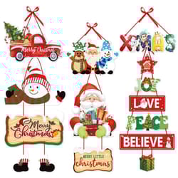 2023 christmas door hanger & new year party pendants: santa claus, snowman, elk paper banner - merry christmas home deco