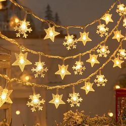 Christmas Snowflake String Lights: Waterproof Led Fairy Lights For Home, Tree, Garden Decoration