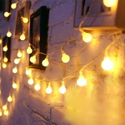 USB/Battery Powered LED Ball Garland Lights - Waterproof Fairy String for Outdoor Christmas, Wedding, Party Decoration
