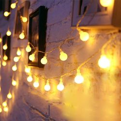 usb/battery powered led ball garland lights - waterproof fairy string for outdoor christmas, wedding, party decoration