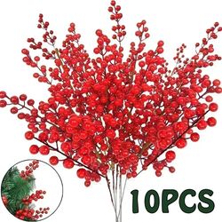 Christmas Simulation Berry: Artificial Flower Fruit Cherry Plants - Home Party Decoration DIY Gift (1-10pcs)
