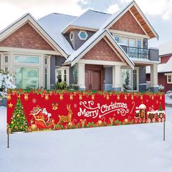 Merry Christmas Outdoor Banner 2023 | Xmas Decorations for Home, Navidad, Noel, Natal - Happy New Year 2024