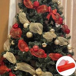 Christmas Tree Mesh Tulle Roll Fabric Pendant & Merry Christmas Decor for Home - 2023 Xmas Gifts, DIY Craft, Navidad & N