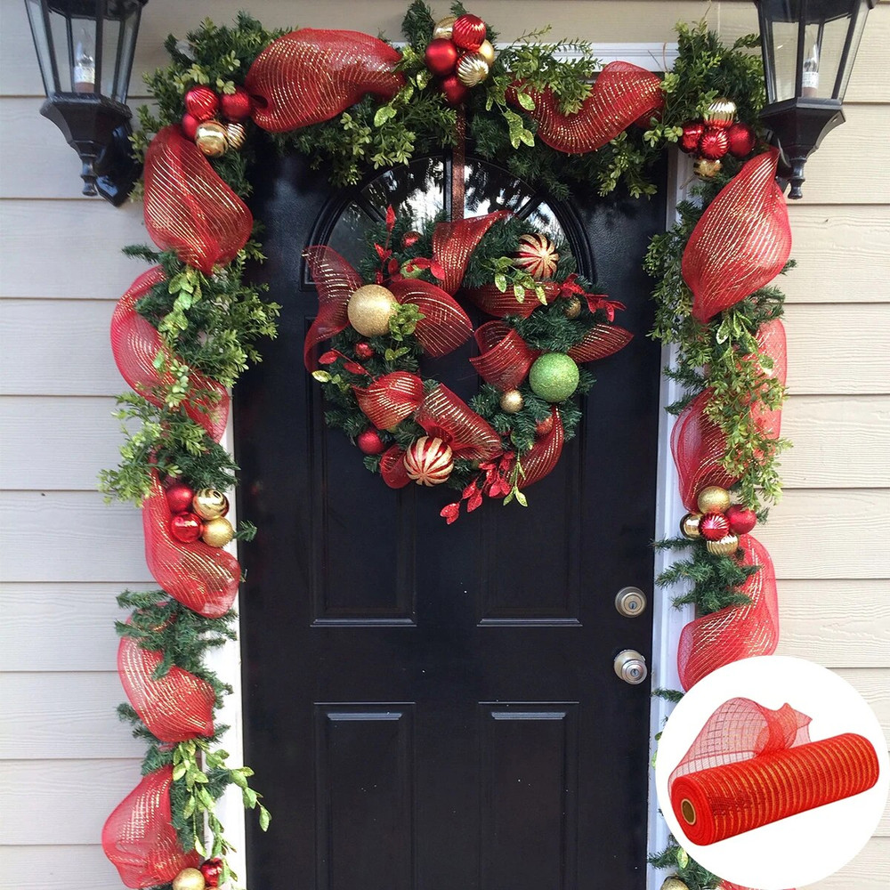 PJnFChristmasTreeMeshTulleRollFabricPendantMerryChristmasDecorForHome2023XmasGiftsDIY