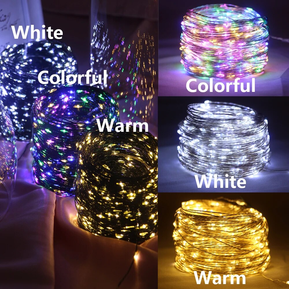 SGW6100MLEDStringLightsSilverWireFairyLightsGarlandForOutdoorNewYearChristmasPartyStr