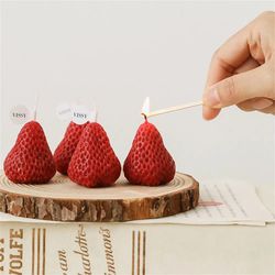 Strawberry Scented Soy Wax Candles: Perfect Cake Toppers for Birthday & Baby Shower Decor - Set of 1/4 Pcs