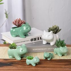 Cute Ceramic Mini Flowerpot: Ideal Succulent Planter for Home Garden Decor - Outdoor Green Plants Pot with Drainage Hole