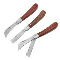 Folding Grafting Knife - Professional Garden Fruit Tree Cutter with Wooden Handle