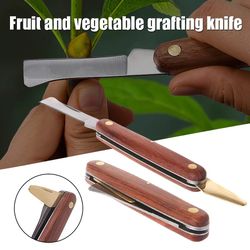 Professional Foldable Plant Grafting Knife with Wooden Handle - Garden Grafting Tools