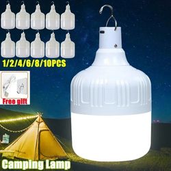 USB Rechargeable LED Camping Light: Portable Lanterns with Hook for BBQ Tents - Emergency Lamp, Battery Bulb - 1/2/4/6/8