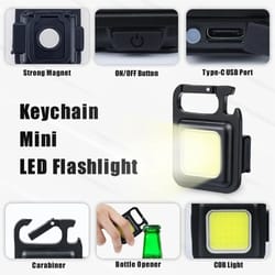 portable usb rechargeable mini led keychain light: multifunction pocket work light with corkscrew for outdoor camping, f