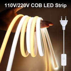 cob led strip lights cri ra90 288 leds/m - flexible waterproof lamp for home decoration - eu plug, 110v/220v