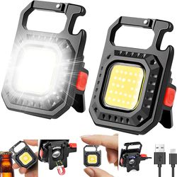 1000 Lumens COB Keychain Flashlight: Rechargeable Portable Pocket Light with 3 Modes & Folding Bracket