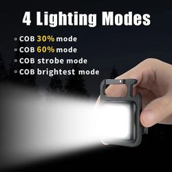 Multifunctional Mini LED Work Light: Portable Pocket Flashlight Keychain USB Rechargeable - Outdoor Camping Essential