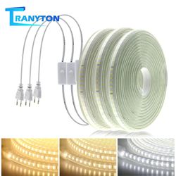 Waterproof 220V LED Strip 120LEDs 8W/m with EU Plug & Switch - Flexible Outdoor LED Tape, Non-Dazzling Light