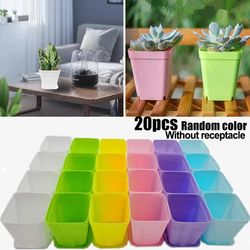 20pcs Mini Basin Square Flower Pot Trays for Succulents: Colorful DIY Planters for Home & Office Decoration