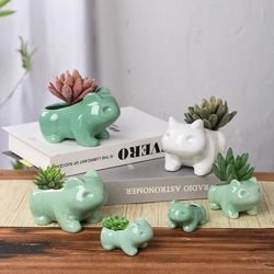 Cute Ceramic Mini Flowerpot for Succulents: Creative Green Plant Planter with Drainage Hole for Home & Garden DEcor