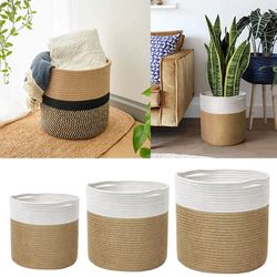 Handmade Straw Rattan Woven Planter Basket - Decorative Storage for Laundry, Plants, and Home Garden