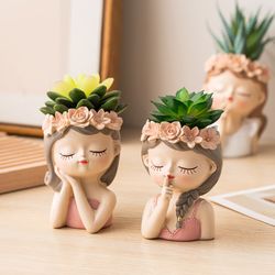 nordic flower pots: cute girl decorative planters for succulents, cactus & home decor