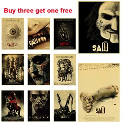 retro kraft paper horror movie saw posters: buy 3, get 4 - ideal for taverns, cafes, and home decor