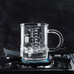 graduated borosilicate glass beaker mug with handle - multi-function food grade measuring cup k2v