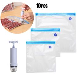Reusable Vacuum Seal Bags: 5PCS/10PCS for Kitchen Food Storage and Organization