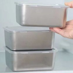 rectangular stainless steel food storage tray with cover for home kitchen organization 1