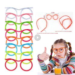 flexible funny glasses straw: unique plastic drinking tube for kids party & bar, colorful beer accessories