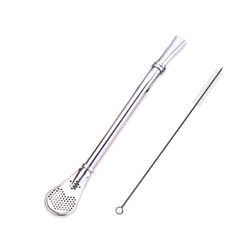 reusable stainless steel tea filter straws for yerba mate & gourd: spoon and washable drinking tools