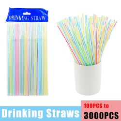 multicolor plastic straws: ideal for wedding parties, cocktails, and more (100-3000pcs)