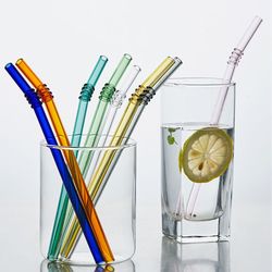 200mm Short Stem Reusable Glass Straw for Cold Beverages – Heat Resistant Bent Design