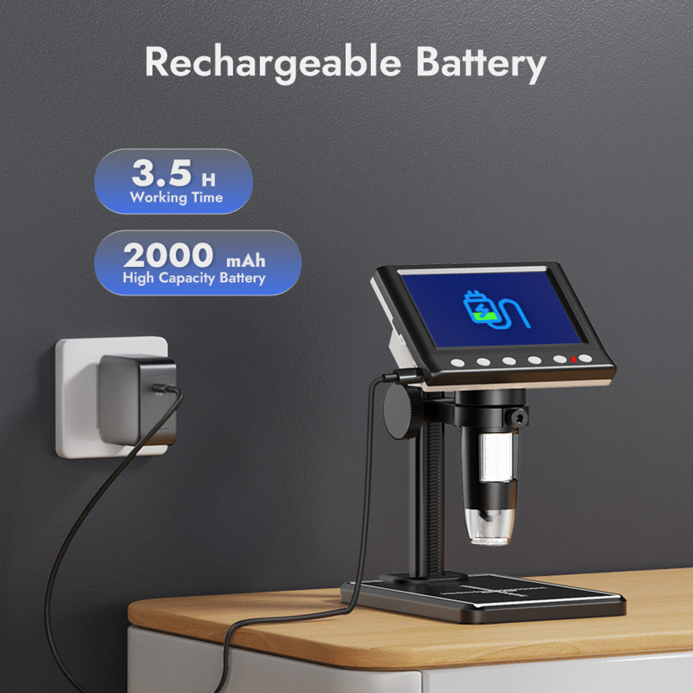 RIEVBCAU DM7 Digital Microscope 43 LCD 1000X Magnification W 1080P Camera 8 LED Lights For Coin Col 4