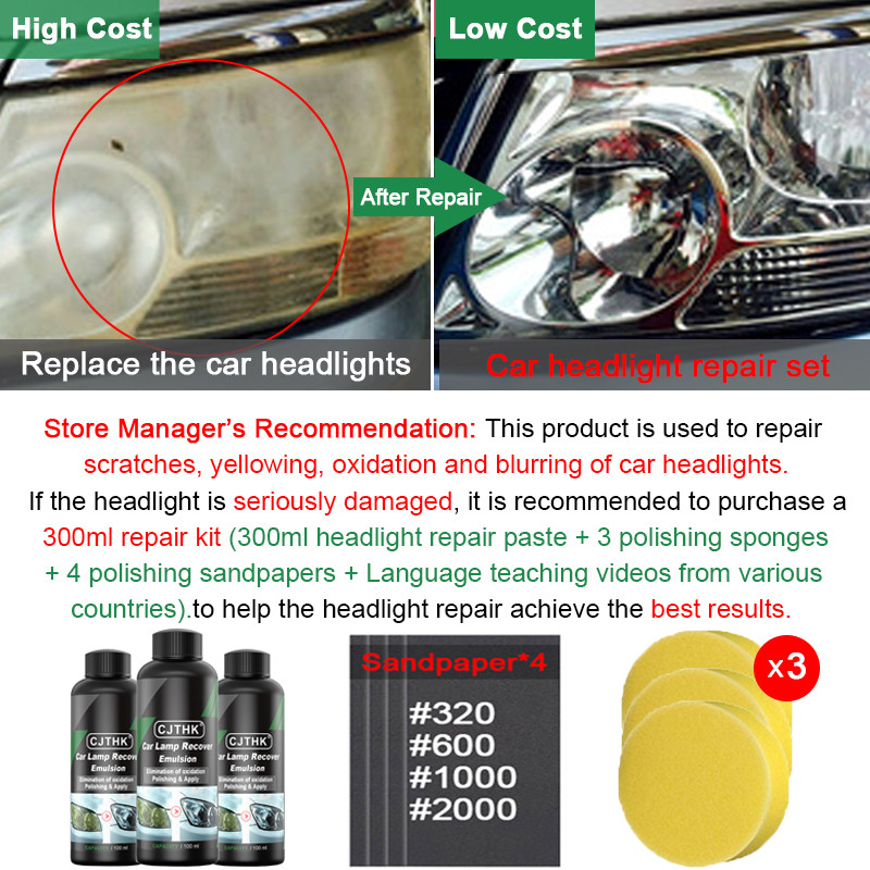 Car Headlight Restoration Kit Headlamp Scratch Remover  Polish Liquid For Oxidation Removal 5