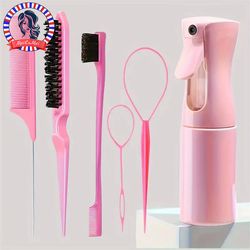 professional hair brush set salon hair brush kit for women with spray bottle & edge control comb