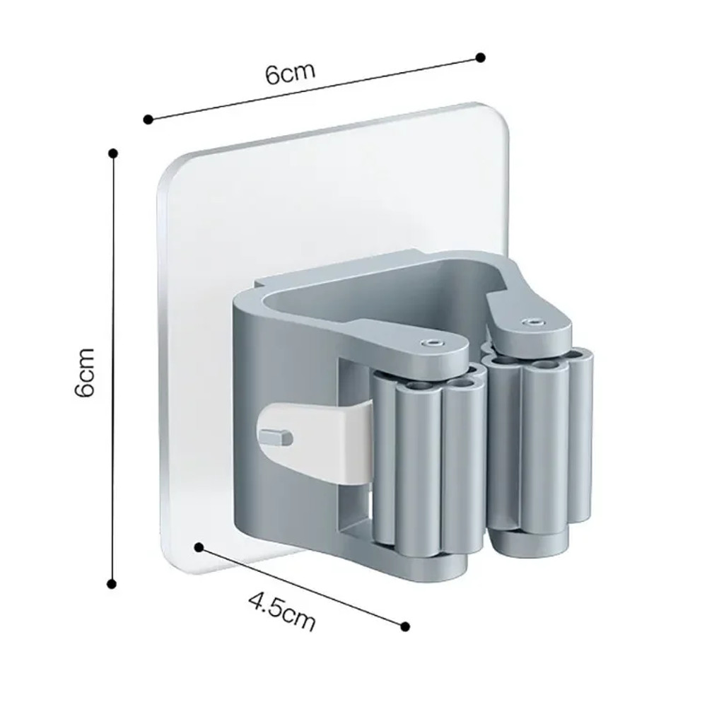 4pcs Plastic Hanging Mop Storage Rack – Wall Mounted, Space Saving Organizer for Brooms & Cleaning Tools