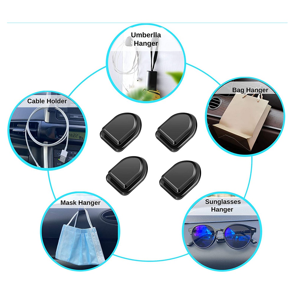 Mini Car Hooks – Self-Adhesive Storage Holder for USB Cable, Headphone & Keys – Wall Hanging Auto Accessories