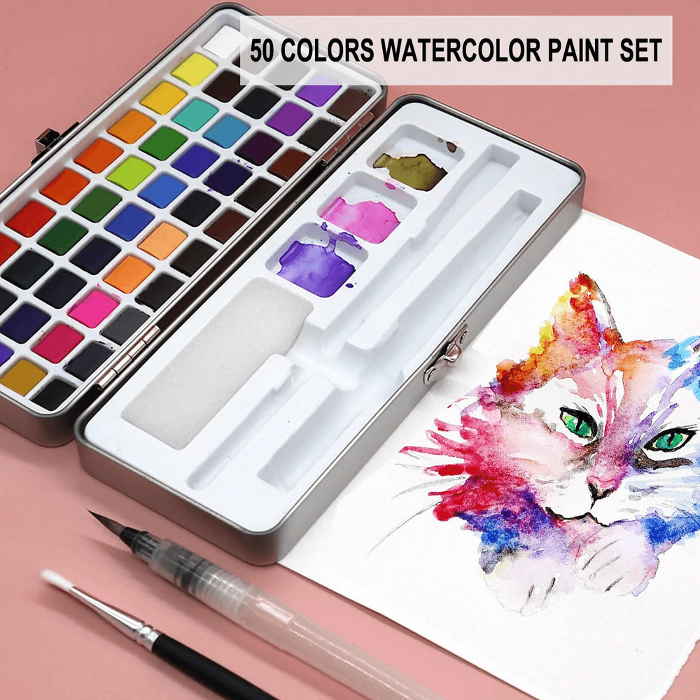 Professional 50Color Watercolor Paint Set Premium Pigments For Artists Painting Enthusiasts 0