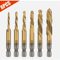 HSS Hex Shank Screw Thread Tap Drill Bit Combination Set M3M10 Titanium Coated For Metalworking 7