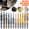 HSS Hex Shank Screw Thread Tap Drill Bit Combination Set M3M10 Titanium Coated For Metalworking 0