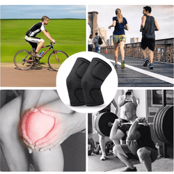 knee sleeves copper silver compression brace support for joint injury, pain relief, and sports gym use