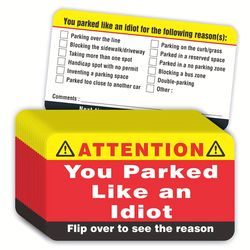 you park like an idiot cards – 50-pack multiple reason violation notices – hilarious bad parking gag gift for adults