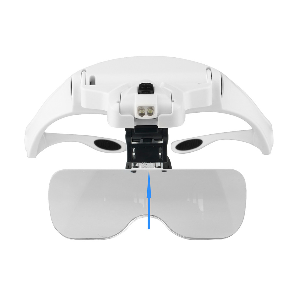 Illuminated Magnifying Glasses – Adjustable Head Loupe Magnifier with 1.0X-3.5X Magnification & 2 LED Lights