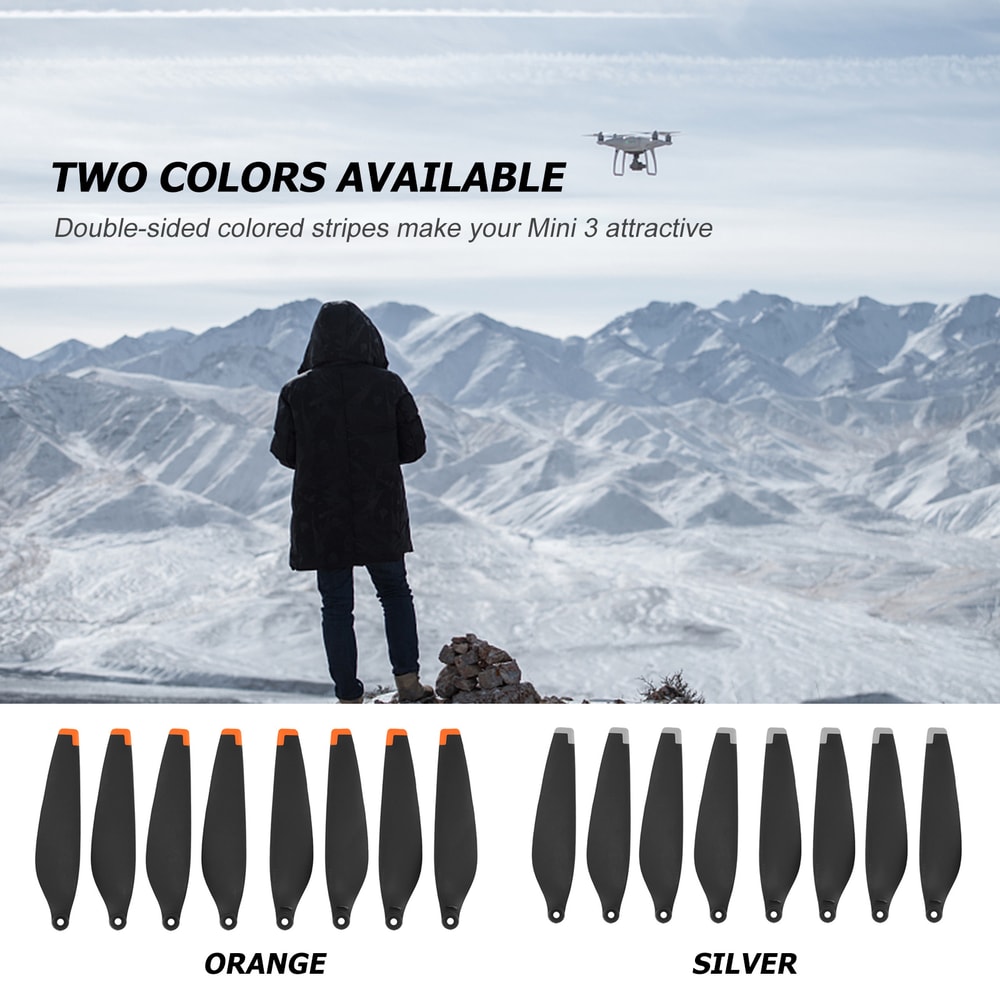 DJI Mini 3 Propellers With Screws High Efficiency Low Noise Replacement Blades OrangeSilver Edge PC 1